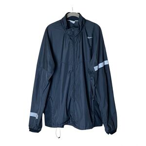 Nike Lightweight Windbreaker Hooded Running Jacket Mens XXL Black Vintage Y2K